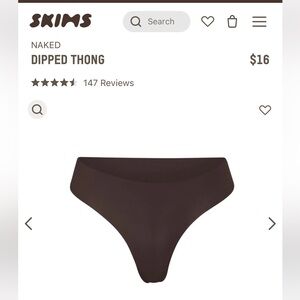 NWT Skims dipped naked thong in dark brown size large